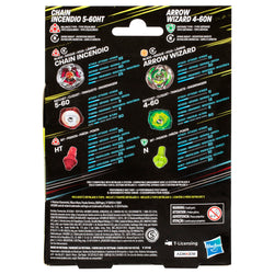 Beyblade X Chain Incendio 5-60HT and Arrow Wizard 4-60N Takara Tomy Top Dual Pack Set