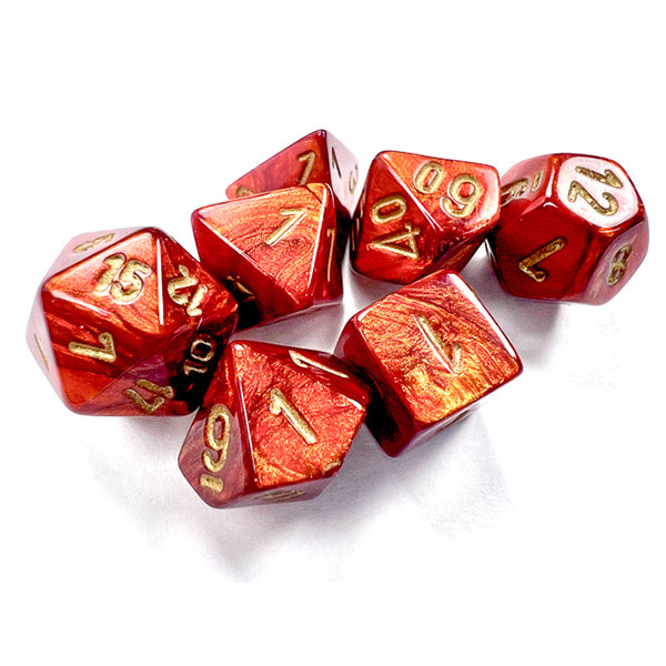 7-Die Set Mini Scarab: Scarlet/Gold