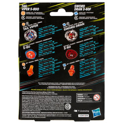Beyblade X Tail Viper 5-80O, Sword Dran 3-60F Takara Tomy Battling Top Pack