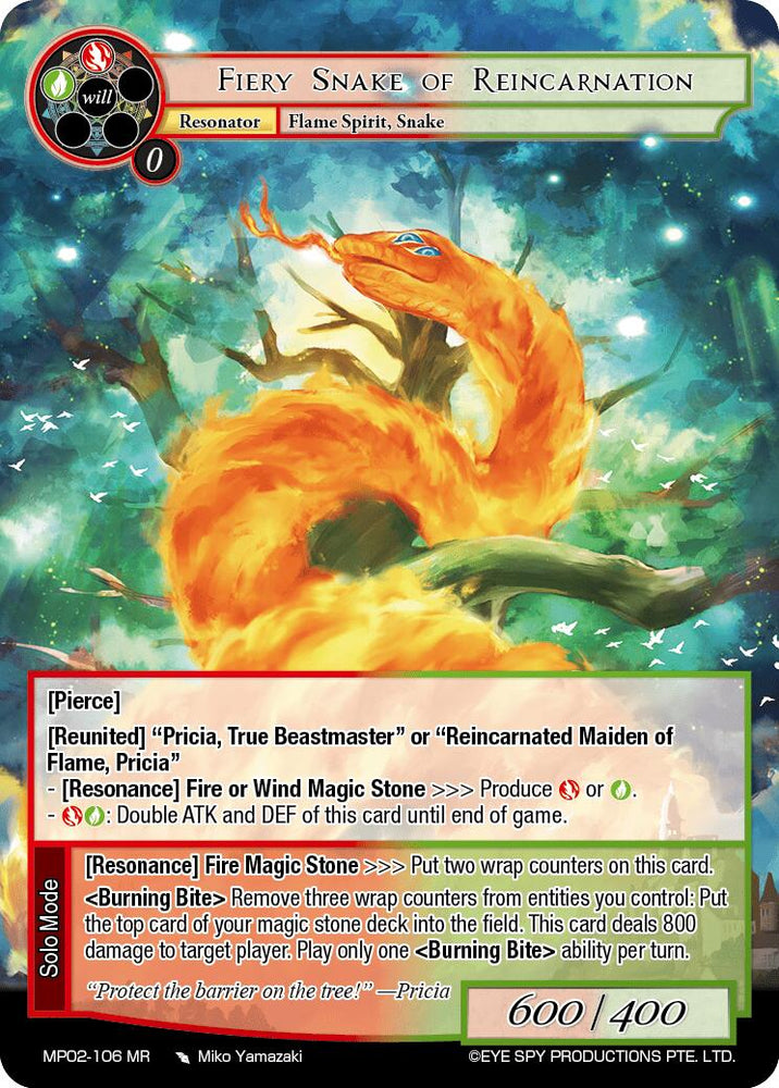 Fiery Snake of Reincarnation (MP02-106 MR) [Masterpiece Collection 02 "Fates Reunited!"]