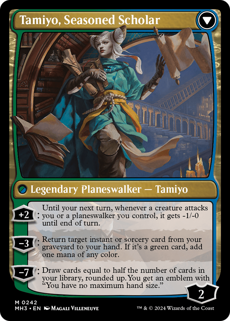 mtg tamiyo cards Tamiyo, Inquisitive Student // Tamiyo, Seasoned Scholar (Borderless) [ They dont untap during their controllers next untap step Powerful MTG card spikes 140%