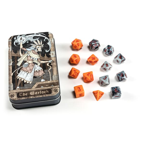 RPG Class dice:  Warlock Set Tin (14 dice)