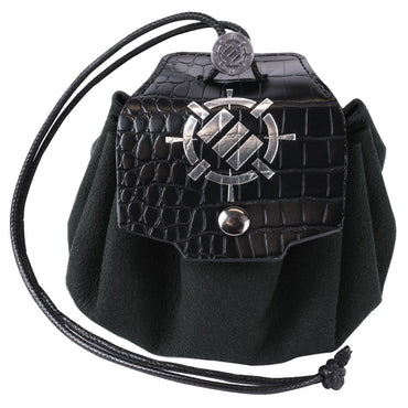 7-Set Enhance: Enamel Dice Set with Drawstring Pouch Black