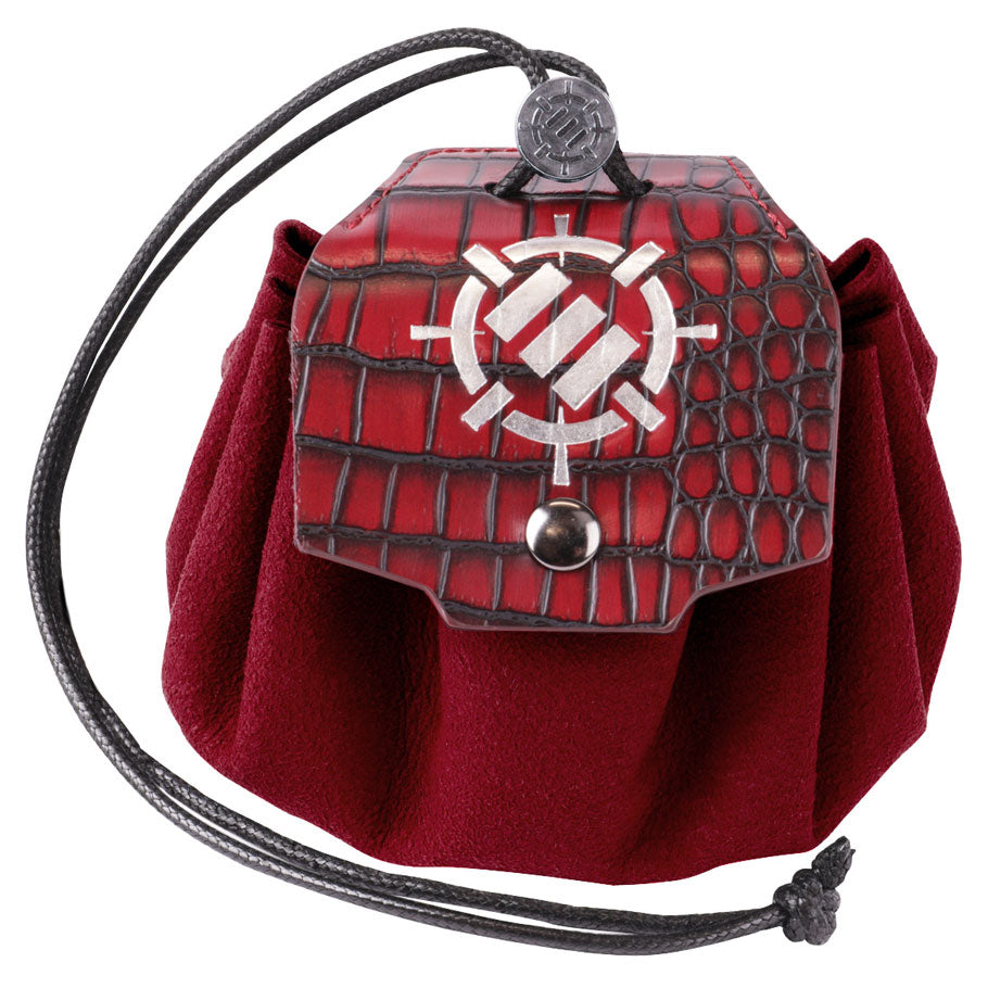 7-Set Enhance: Enamel Dice Set with Drawstring Pouch Red