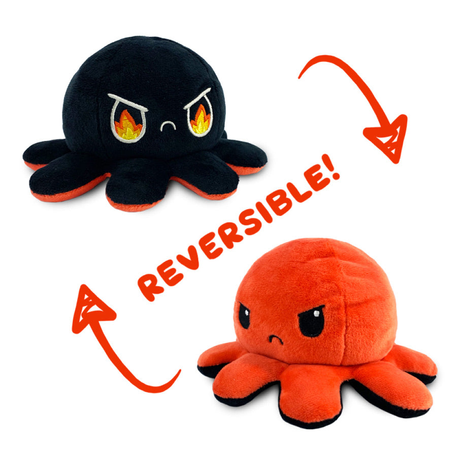 Reversible Octopus Plush: Red & Rage Black