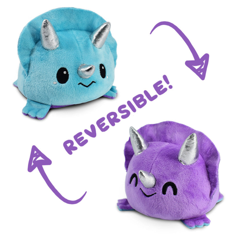 Reversible Triceratops Plush: Purple & Blue