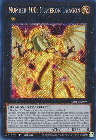 Number 100: Numeron Dragon [RA01-EN039] Platinum Secret Rare